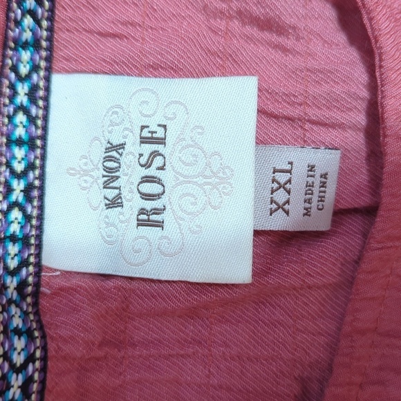 KNOX ROSE Flutter Short Sleeve Textured Tiered A-Line Dress w Pockets Coral XXL - Picture 6 of 8